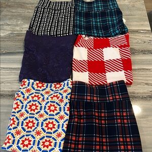 6 Cassie skirts holiday stretchy pencil Skirts LuLaRoe like new sz M unicorns